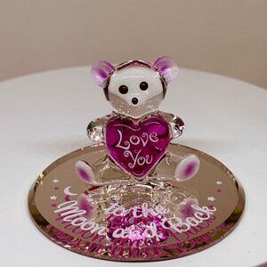Moon and Back Bear Figurine Love You Glass Gift Decor
